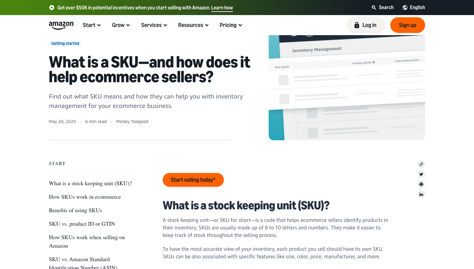 Amazon's SKU guide for ecommerce sellers