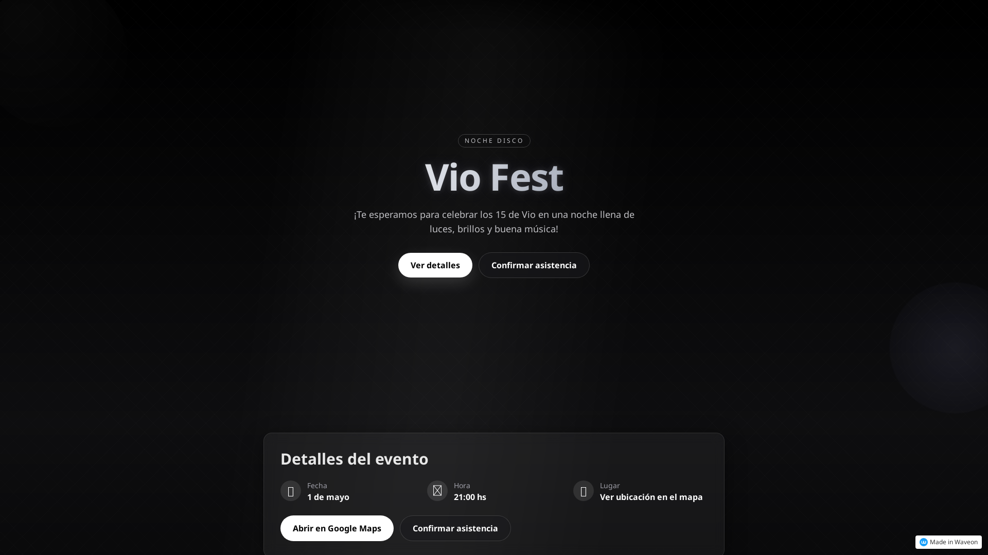 Vio Fest: Glamorous 15th Birthday Invitation Page
