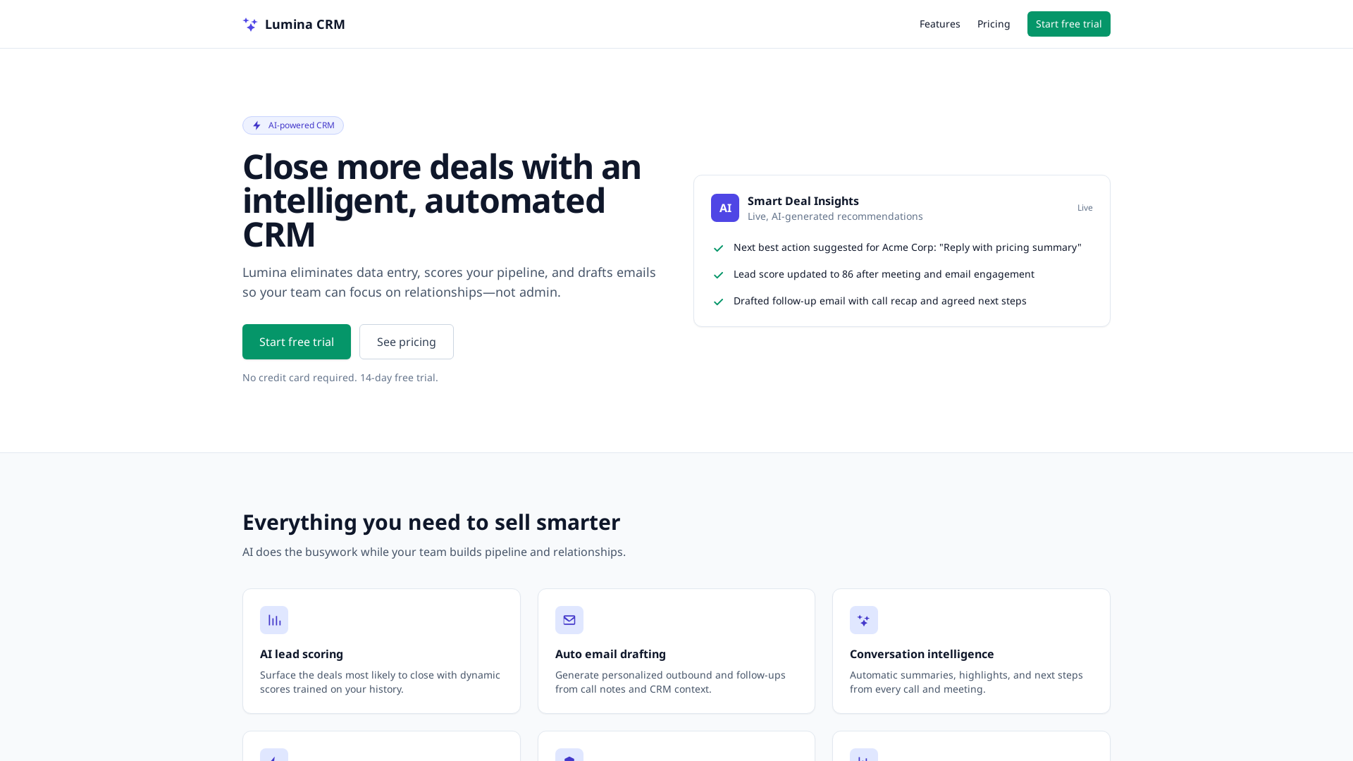 AI-Powered CRM Landing Page