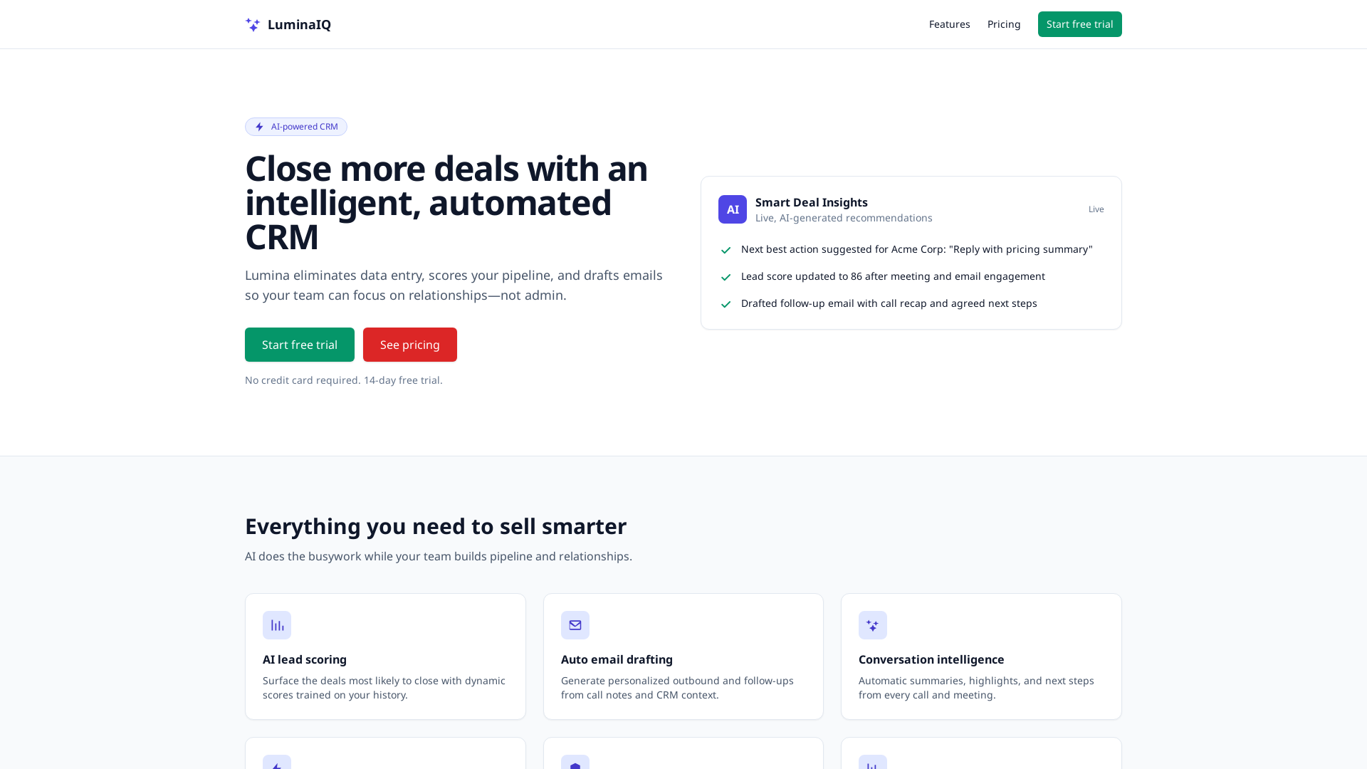 AI-Powered CRM Landing Page