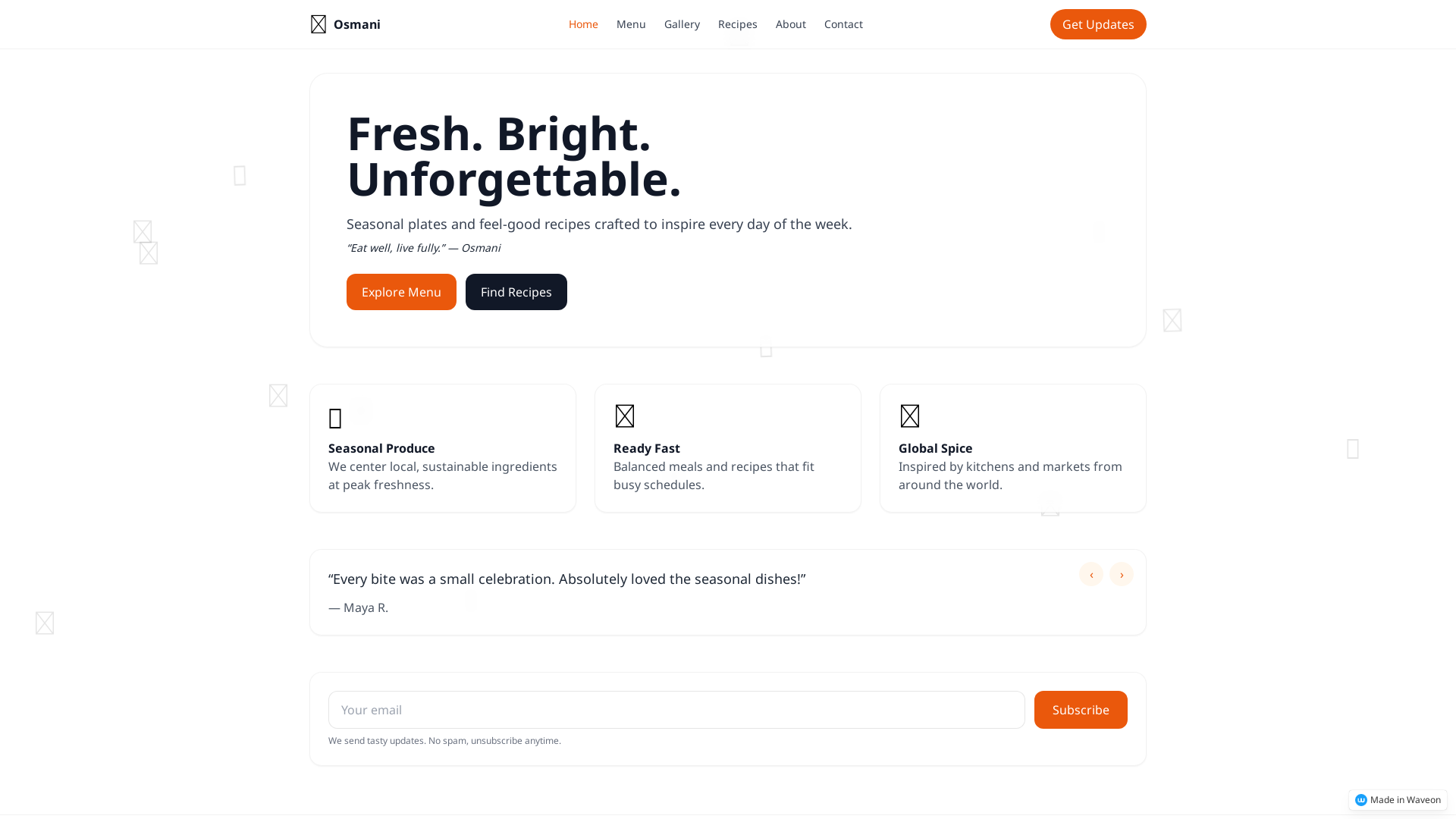 Food Animation Website