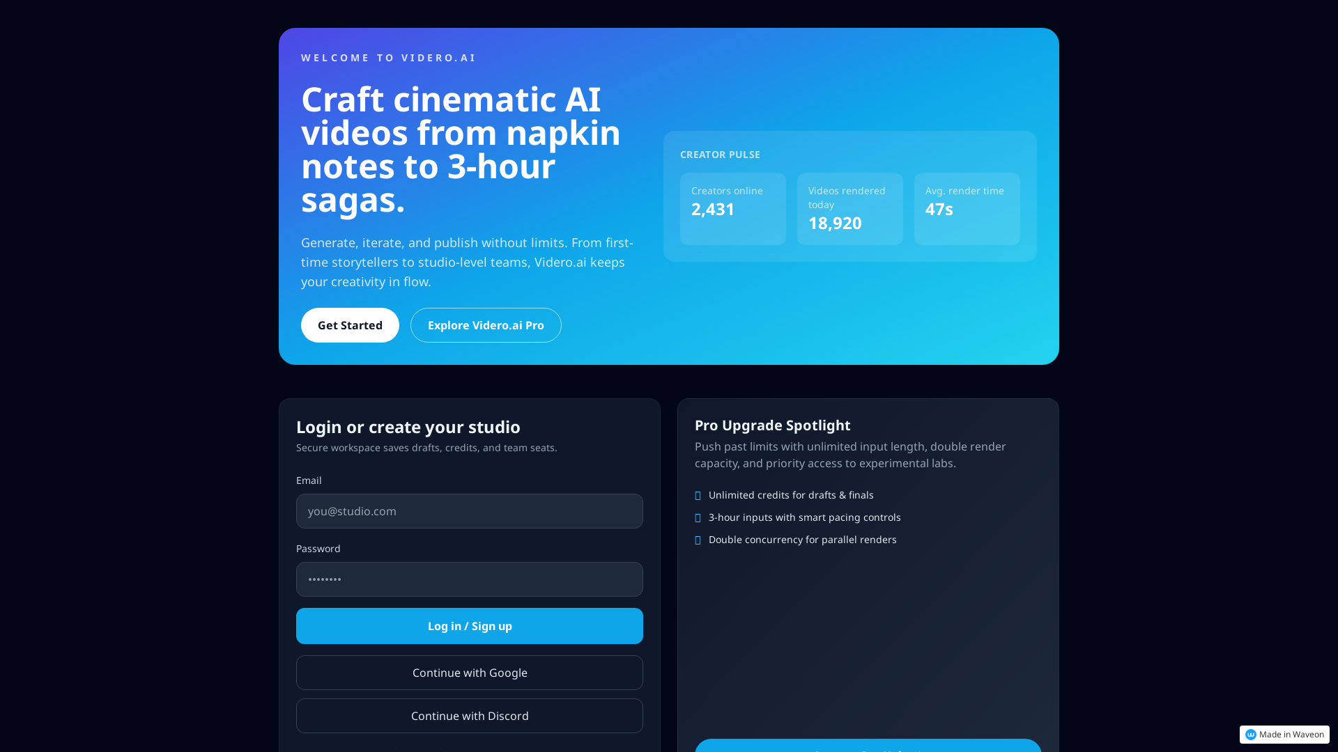 Videro AI Studio Pro