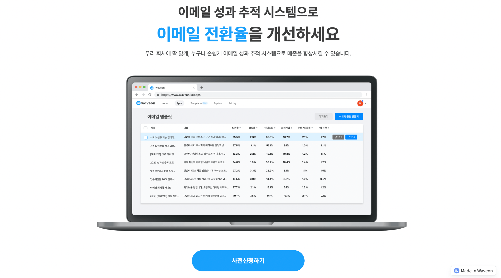 이메일 전환율 개선 툴 스크린샷