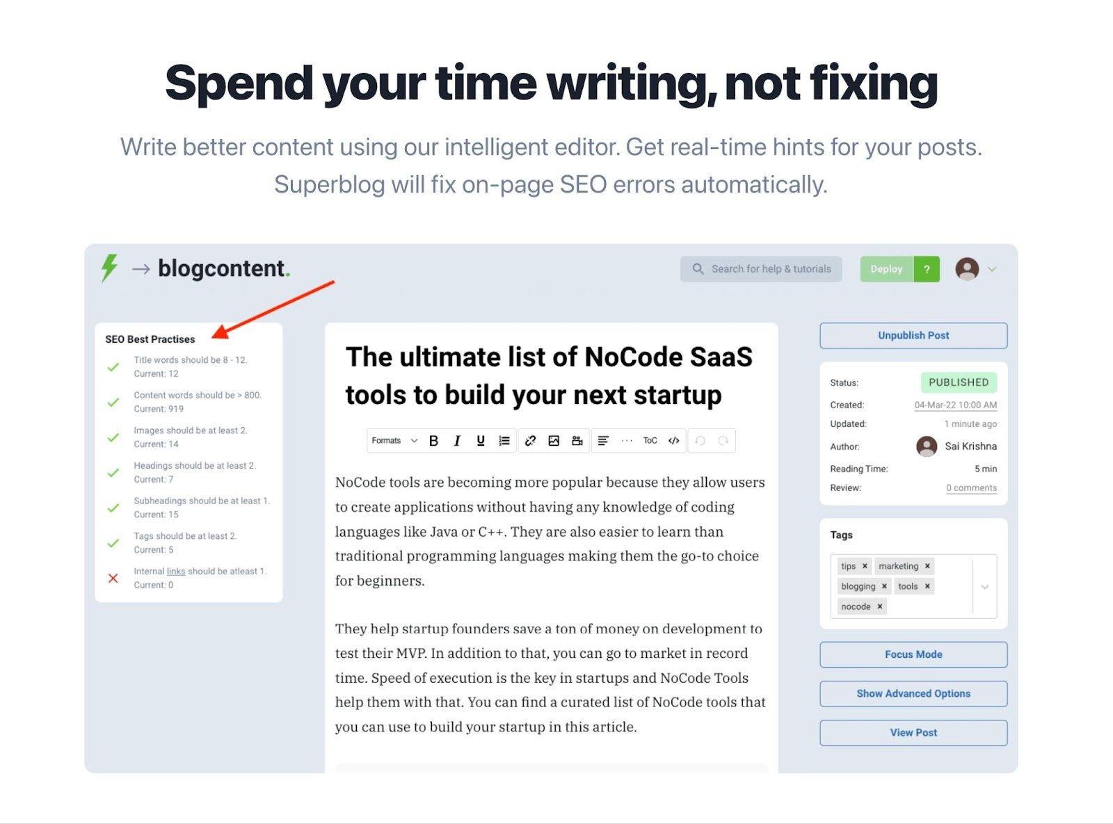 get hints to optimize for seo