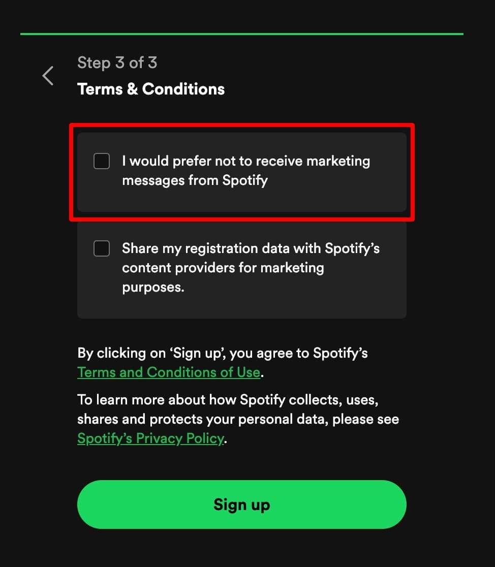 Not turning off marketing messages