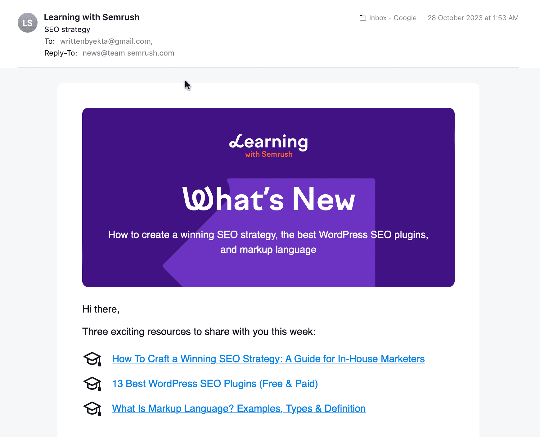 Learning with semrush newsletter