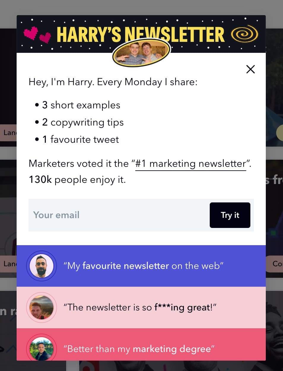 Marketing Examples newsletter