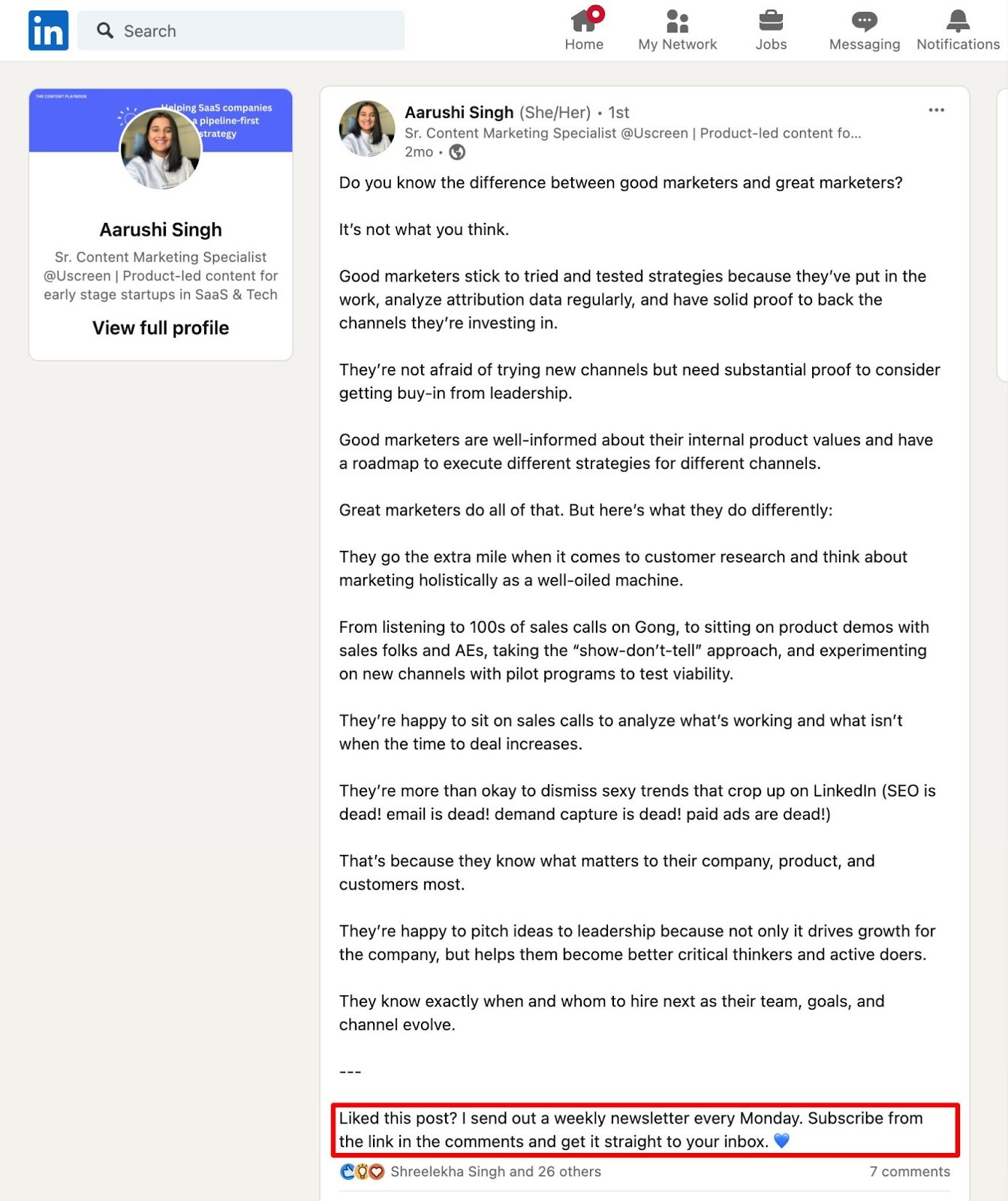 newsletter promotion linkedin