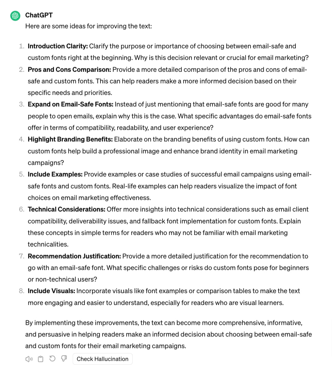 chatgpt improve ideas