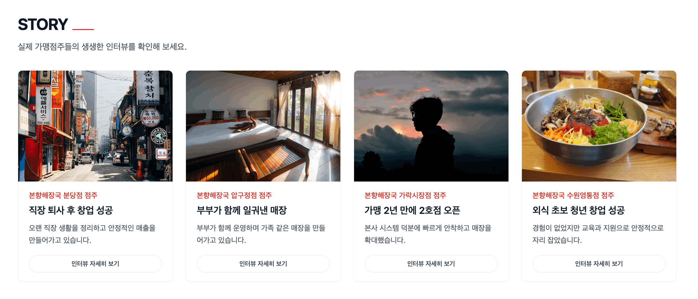 프랜차이즈 기업 홈페이지 템플릿 제작