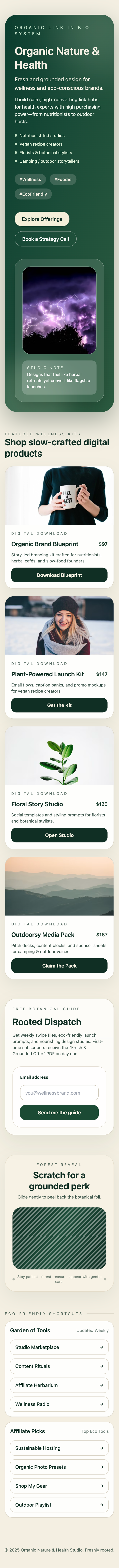 Bio link mobile example (top section)